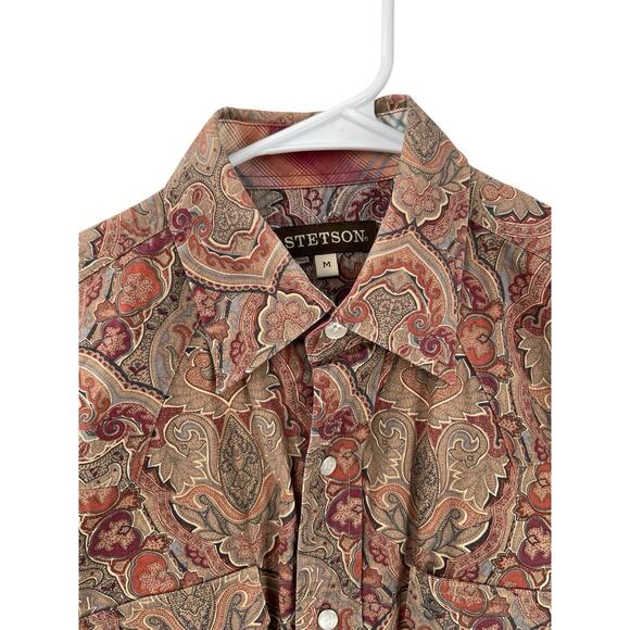 Stetson Shirt Pearl Snap Paisley Long Sleeve Men’s Size Medium - Picture 4 of 12
